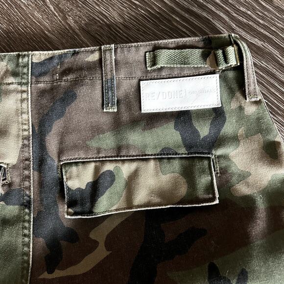 NWOT RE/DONE Originals Cargo Pants Camo Size 27 Green Military Utility Pockets - Picture 14 of 16